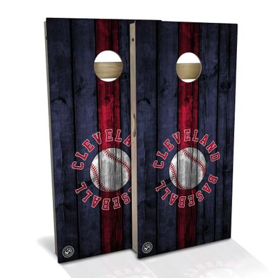Skip's Garage Cleveland Themed #3 Cornhole Set - Premium 2x4 (Corn Bags) - Include Hole Lights