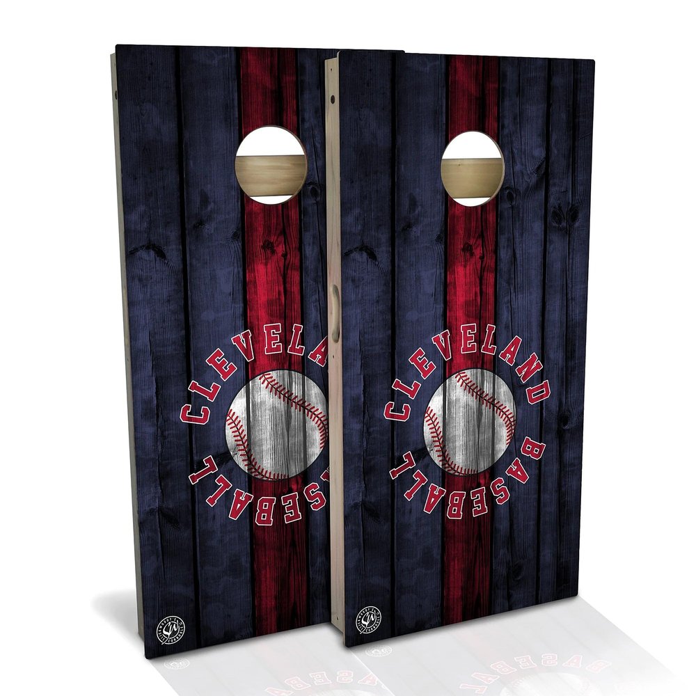 Skip's Garage Cleveland Themed #3 Cornhole Set - Premium 2x4 (Corn Bags) - Include Hole Lights