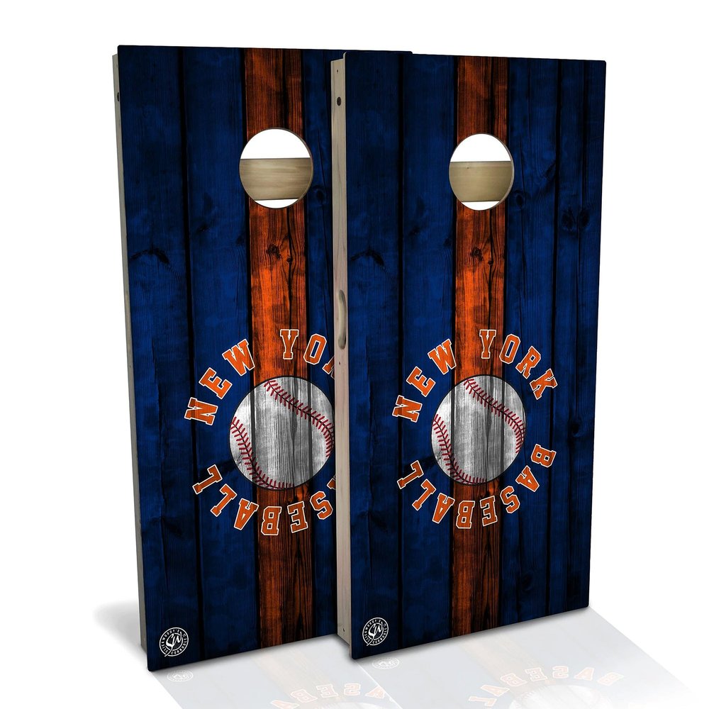 Skip's Garage New York Themed #1 Cornhole Set - Premium 2x4 (Corn Bags) - Include Hole Lights