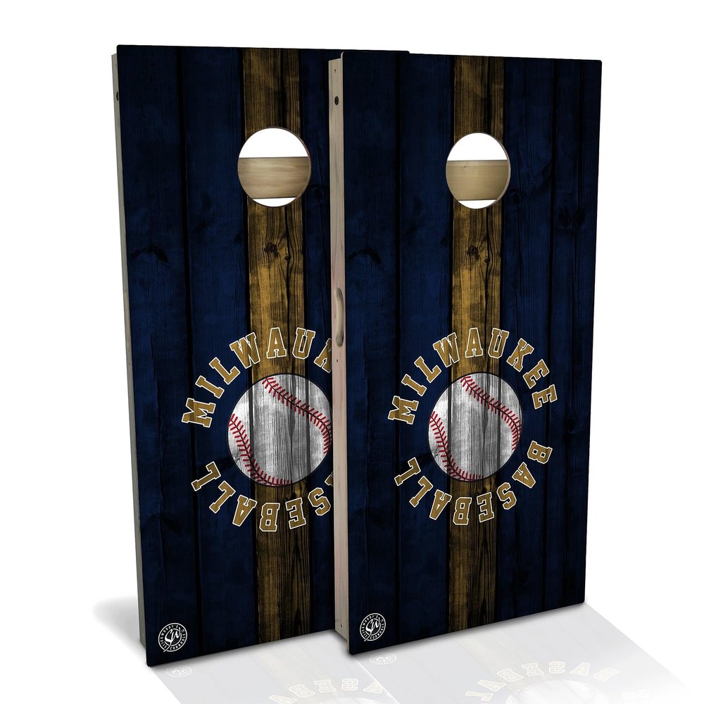 Skip's Garage Milwaukee Themed #4 Cornhole Set - Premium 2x4 (Corn Bags) - Include Case + Hole + Edge