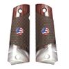 Premium Grips Compatible Replacement for 1911 Grips Full Size Double Diamond Checkered Rosewood Faux Pearl Accent W/US Flag Medallion view 1