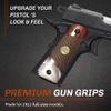 Premium Grips Compatible Replacement for 1911 Grips Full Size Double Diamond Checkered Rosewood Faux Pearl Accent W/US Flag Medallion view 2