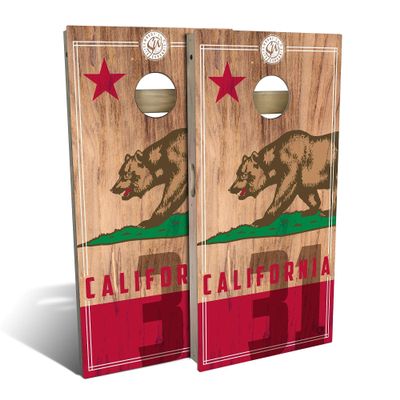 Skip's Garage California Flag 2.0 Cornhole Set - Premium 2x4 (Weather Bags) - Include Carry Case