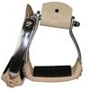 Showman Lightweight Angled Aluminum Stirrups w/Leather/Rubber Grip Tread view 1