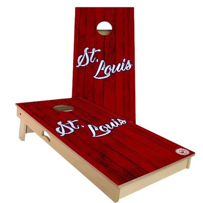 St. Louis Vintage Themed Cornhole Set - Premium 2x4 (Corn Bags) - Include Case + Hole Lights