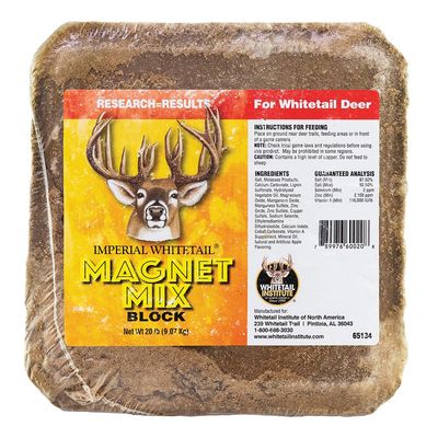 Whitetail Institute Magnet Mix Deer Attractant Block Portable Mineral Salt Lick with Devour Flavor and Scent Enhancers, 20 Pounds, Multi