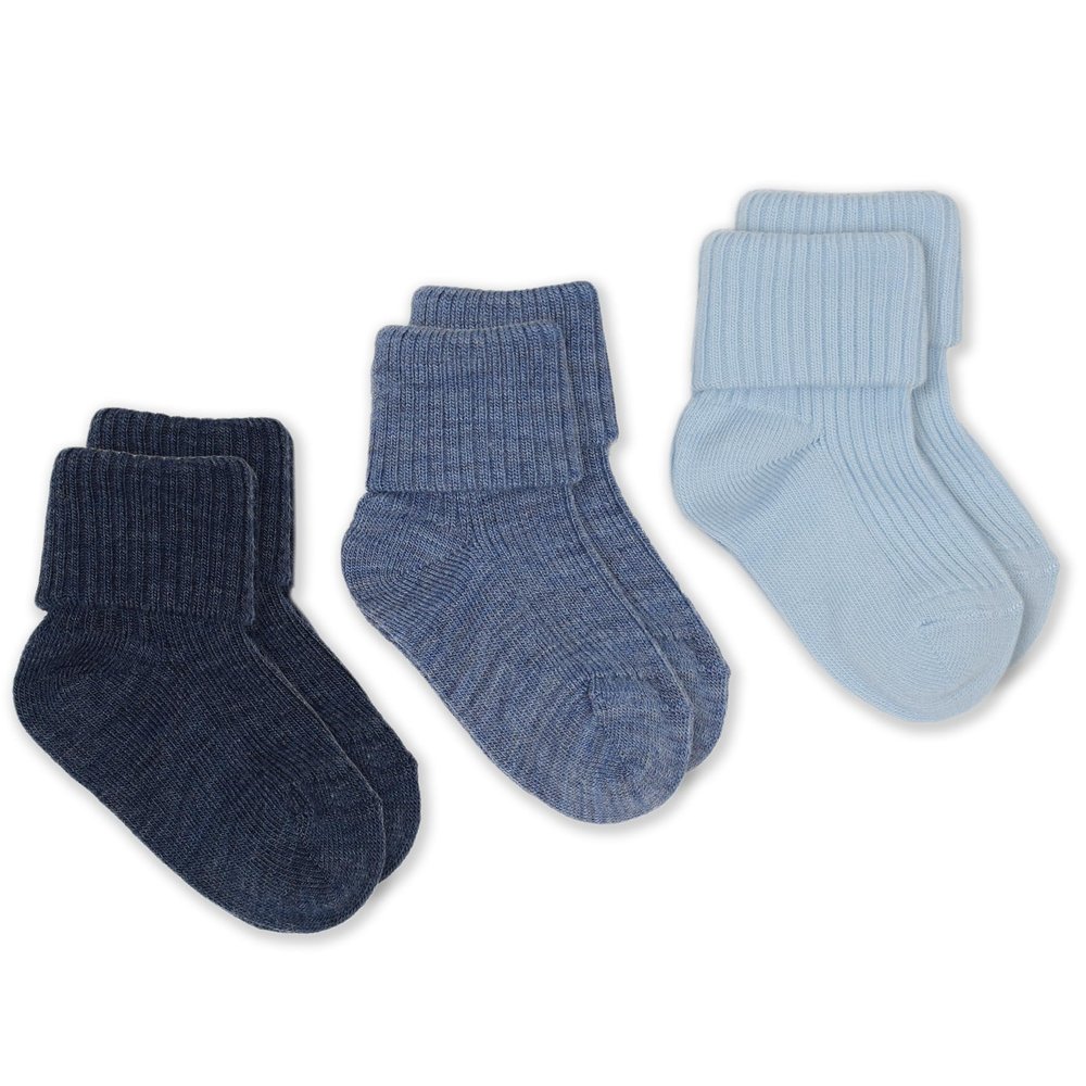 Woolino Wool Baby Socks from, Washable Merino Wool Infant Toddler Kids Socks, 0-6 Months, Blue (Pack of 3)