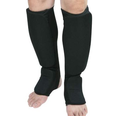 Cloth Shin & Instep Guard Taekwondo, Martial Arts, MMA Foot Protective Gear Protector for Sparring (Black/White; Child Small to Adult XL) (Black, Medium)