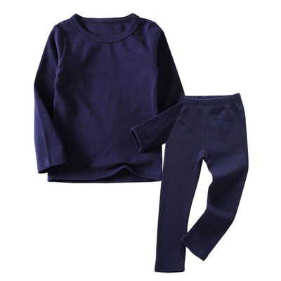 JWWN Toddler Boys Girls Long Johns Thermal Underwear Set 2PC Crewneck Tops and Bottom Kids Pajamas Warm Jammies,(NavyBlue,5T)