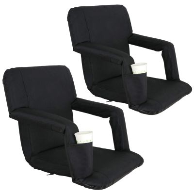 Athena Supply Company ASC 2 PCS Stadium Seat Cushion | Black Wide with 5 Reclining Positions