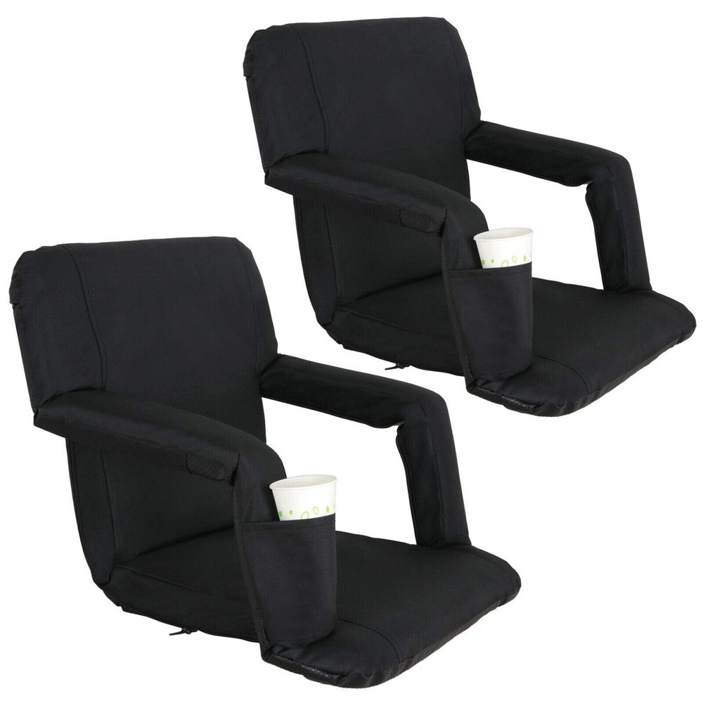 Athena Supply Company ASC 2 PCS Stadium Seat Cushion | Black Wide with 5 Reclining Positions
