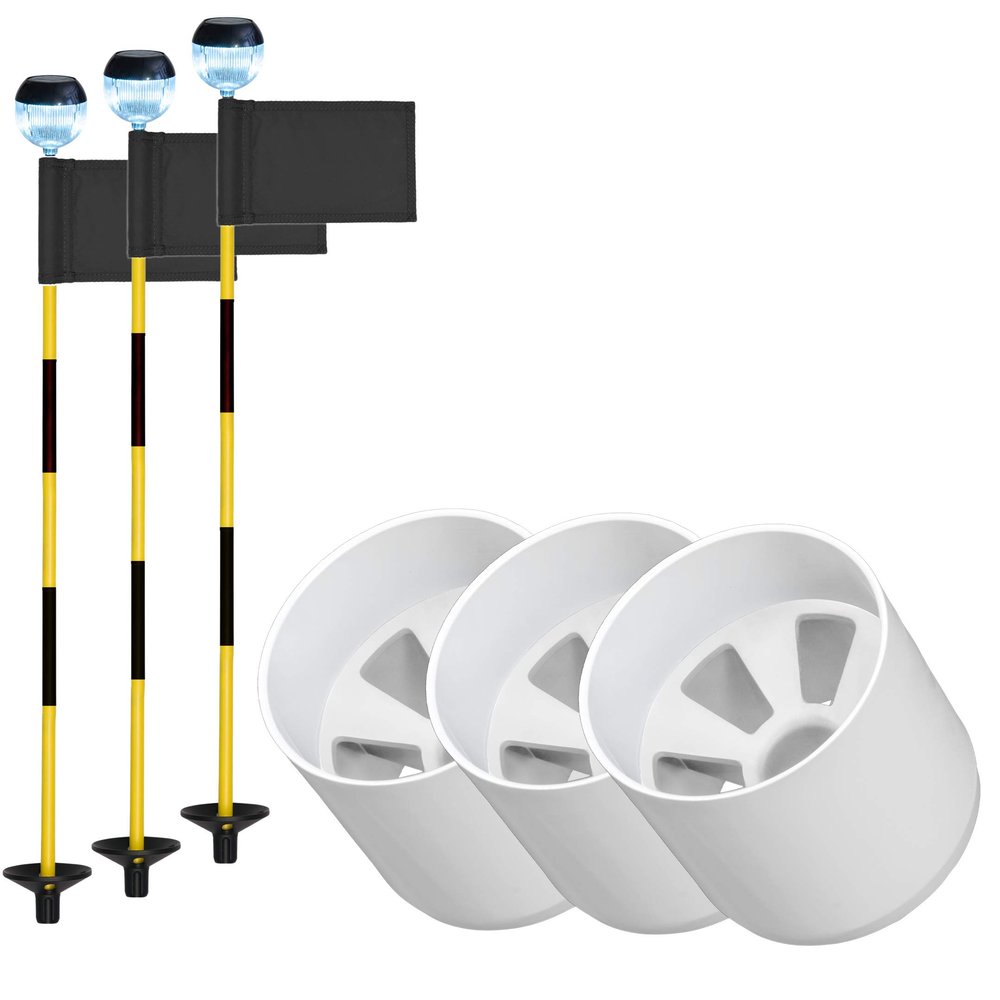 GOLF CITY PRODUCTS Golf Flag and Cup for Yard Practice Set. Premium Quality Mini Putting Green Flags and Poles Set Includes 3 Golf Cups for Putting Green & 3 Golf Flags For Yard & 3 Golf Flagsticks