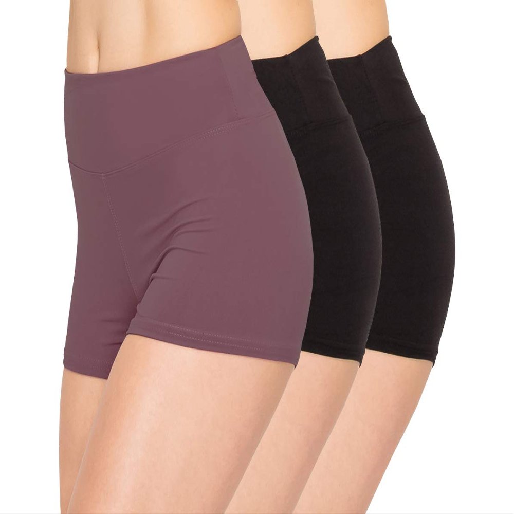 ALWAYS Women Boyshort Underwear Panties - Soft Stretch Boxer Brief Yoga Shorts 3 Pack Black Vintage Violet X Large