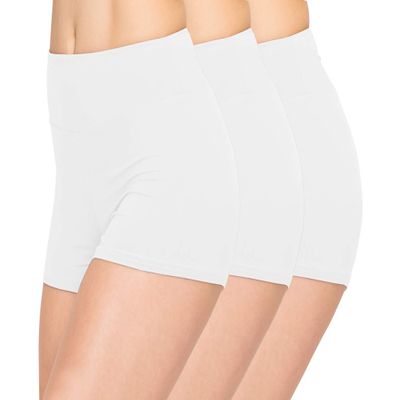 ALWAYS Women Boyshort Underwear Panties - Soft Stretch Boxer Brief Yoga Shorts 3 Pack White Small