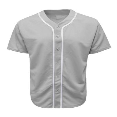 URBANJ Men's Baseball Jersey Button Down Short Sleeve Shirt Big&Tall Size S-5XL (3XL, Grey)