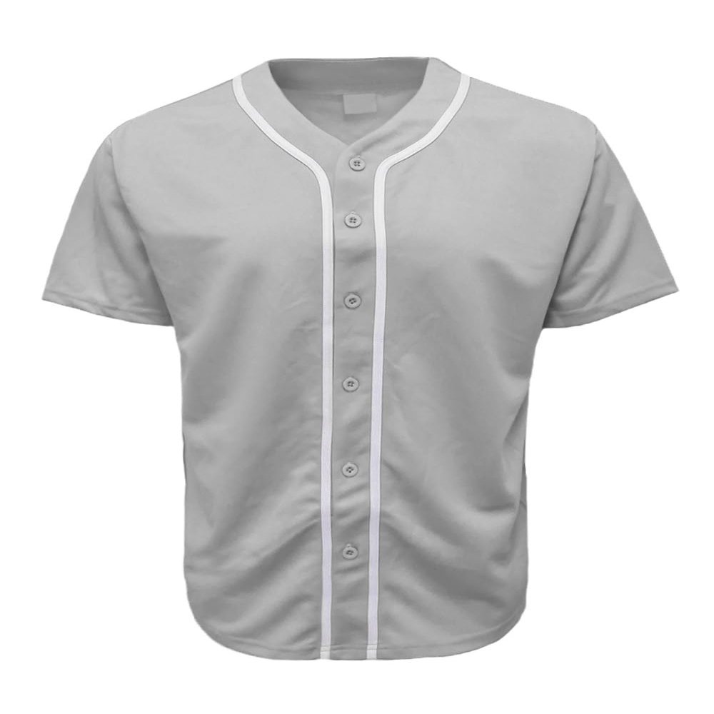 URBANJ Men's Baseball Jersey Button Down Short Sleeve Shirt Big&Tall Size S-5XL (3XL, Grey)