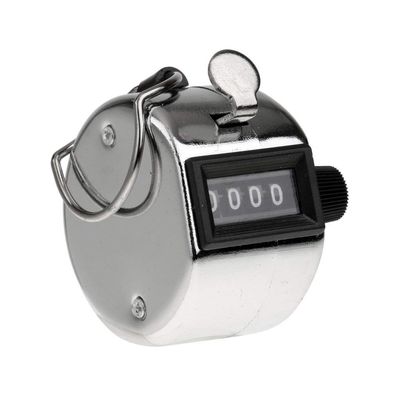 VRINDAVANBAZAAR.COM Steel Hand Held 4 Digit Manual Tally Counter (Silver)