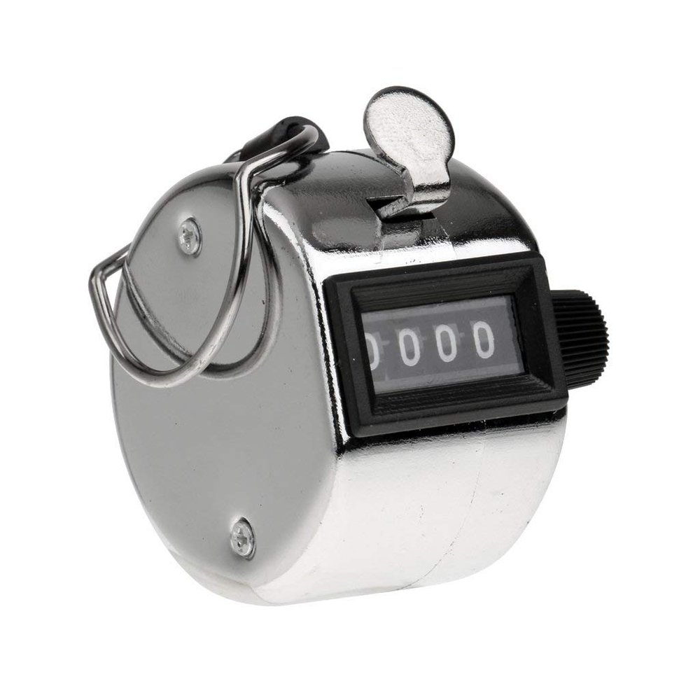 VRINDAVANBAZAAR.COM Steel Hand Held 4 Digit Manual Tally Counter (Silver)