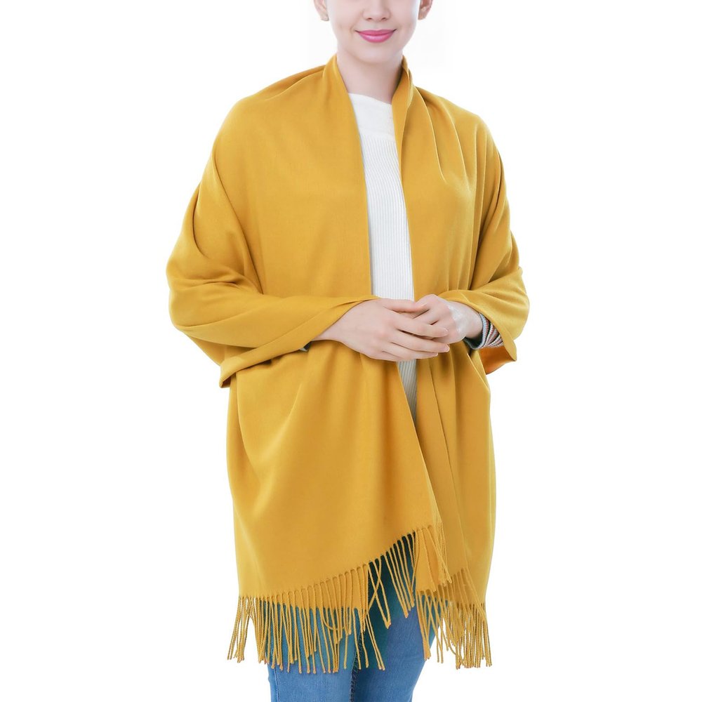 Women Pashminas Wraps-spring fall winter Pashmina Shawl Scarf for wedding formal evening dresses(Mustard)