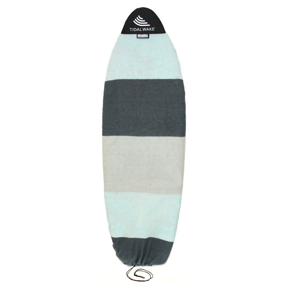 Tidal Wake TAG-IT 60" Round Nose Surf & Wake Board Sock - Soft Wakesurf/Wakeboard Bag with Built-in Name Tab, Customizable Wake Surfboard/Wakeboard Cover Protects Your Board - Sea Foam Green & Gray