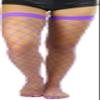 ToBeInStyle Womens Bright and Vibrant Fishnet Thigh High Stockings - Large Net Purple - OSR view 1