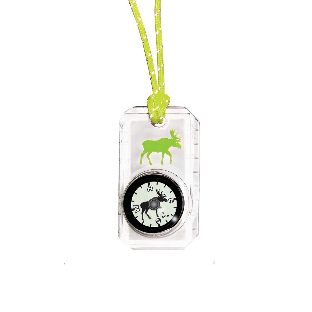 Big Discoveries Wildlife Compass for Kids - Children's Compasses for Camping, Hiking, and Exploring | Break-Away Neon Lanyard