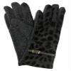 BARRINGTON Womens Gray & Black Leopard Print Stretch Fit Texting & Tech Touchscreen Gloves