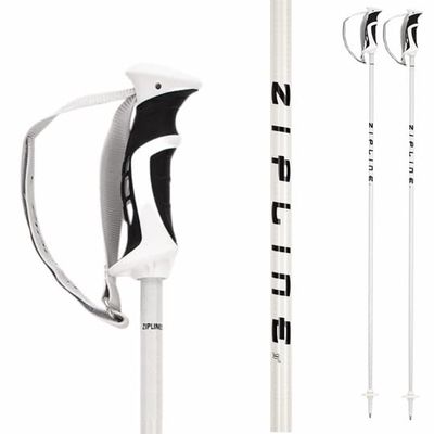 Zipline Podium 14.0 K Downhill Ski Poles - Graphite Kevlar Carbon Composite, Ultra Lightweight, Vibration Dampening, Dual Density Grip, Used by Pro Athletes (White Carbon, 42" in./107 cm)
