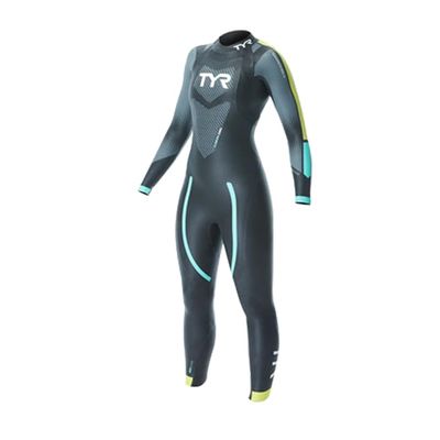 TYR HCATF6A766M/L Womens Cat 2 Wetsuit Black/Yellow/Turq M/L