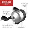 Zebco 33 Micro Spincast Fishing Reel, Size 10 Reel, Changeable Right- or Left-Hand Retrieve, Built-In Bite Alert, Durable All-Metal Gears, Pre-Spooled with 4-Pound Zebco Cajun Line, Silver/Black view 4