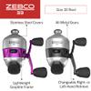 Zebco 33 Spincast Reel and Fishing Rod Combos (2-Pack), 5-Foot 6-Inch 2-Piece Fiberglass Rods with EVA Handle, Quickset Anti-Reverse Fishing Reels with Bite Alert, 1-Pink, 1-Black view 3