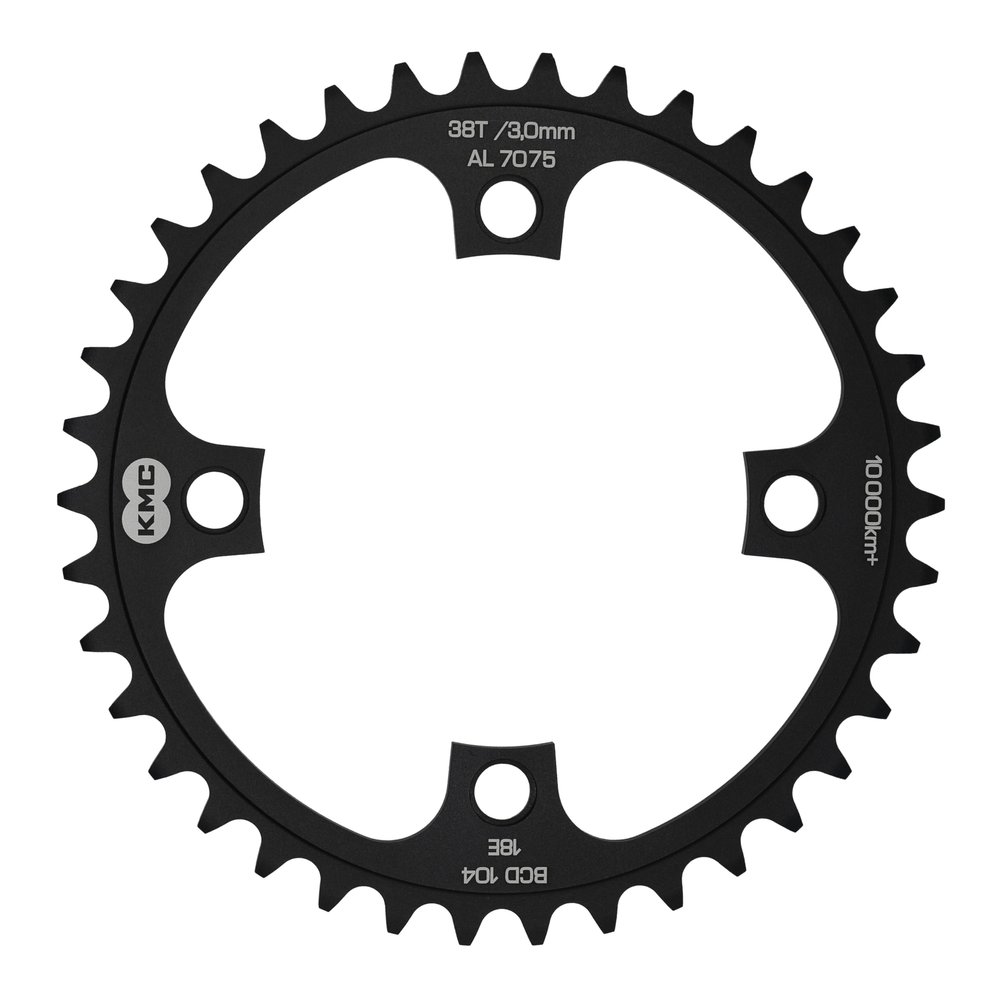 KMC Unisex  Adult's Kettenblatt Chain Ring for E-Bike 38 Teeth Black Anodised 1/2x1/8 SB-Package