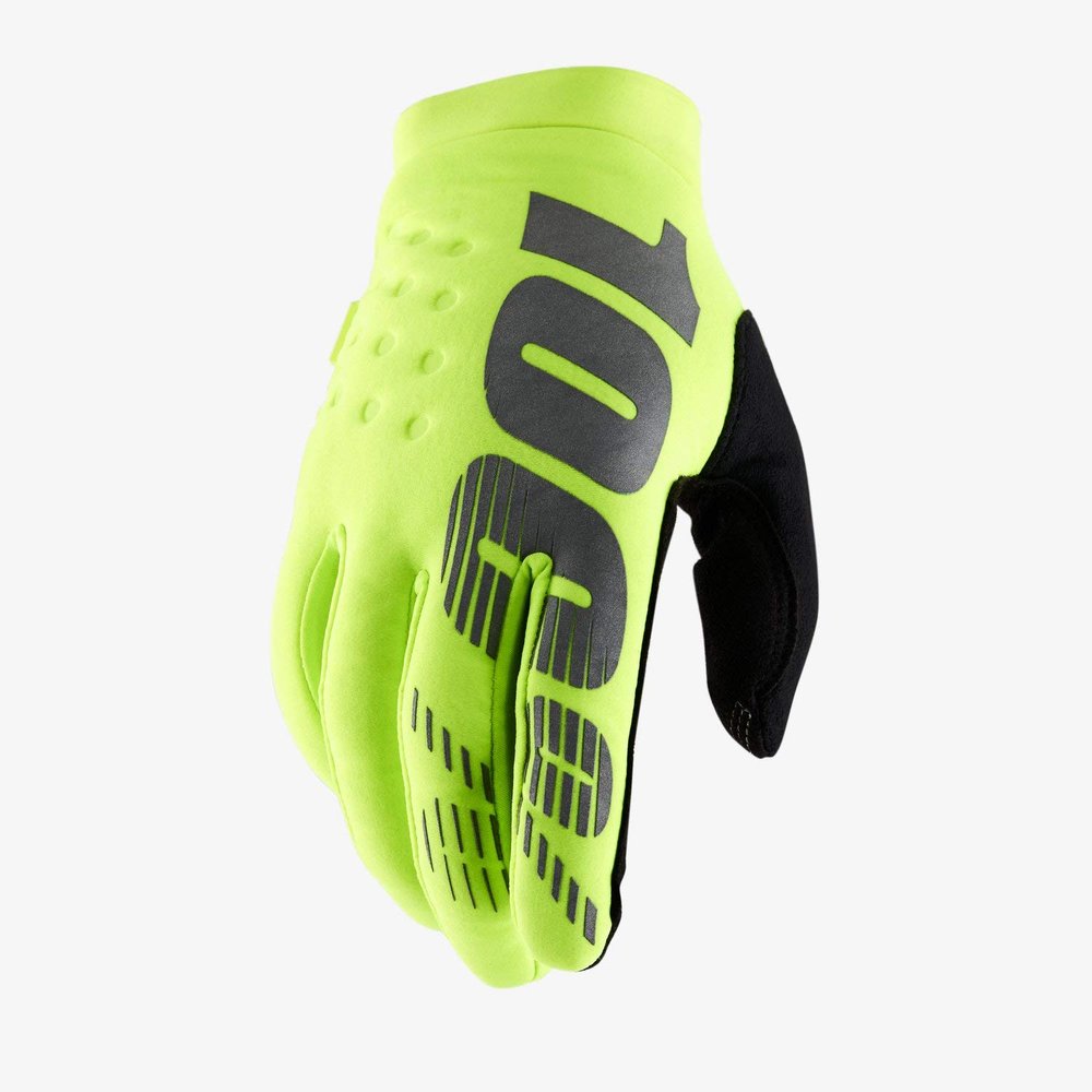 100% Men's Brisker Cold Weather Gloves (FLO YELLOW, SMALL)