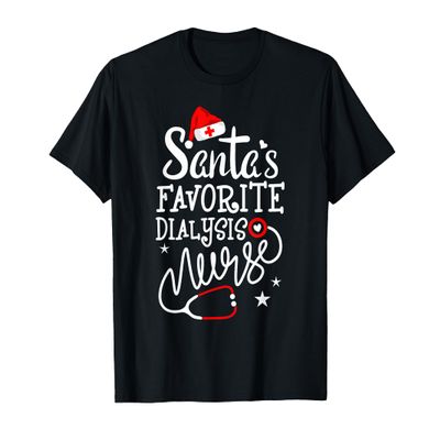Santa's Favorite Dialysis Nurse Christmas Nephrology Nursing T-Shirt