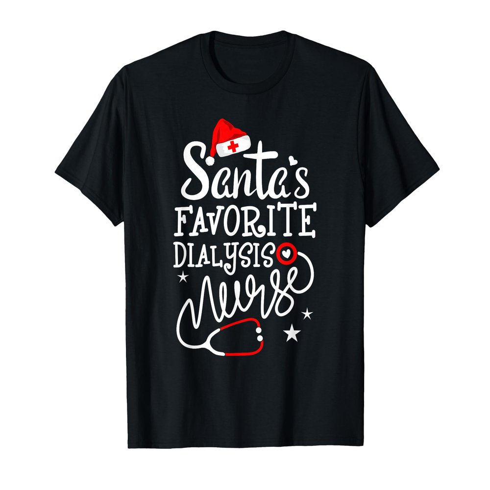 Santa's Favorite Dialysis Nurse Christmas Nephrology Nursing T-Shirt