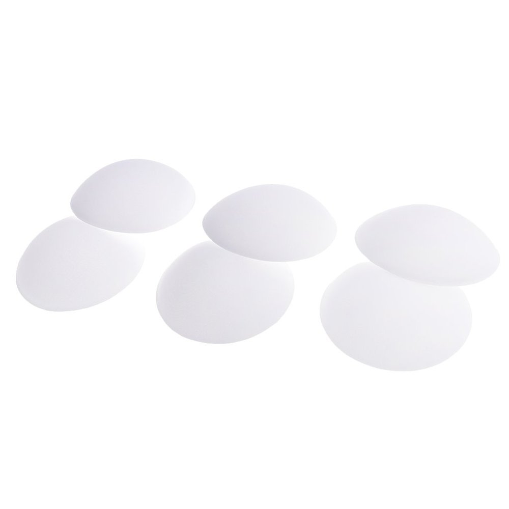 3 Pairs Cups Bra Insert Round Breast Bikini Sport Yoga Bra Pads Removable - White, 11.5cm