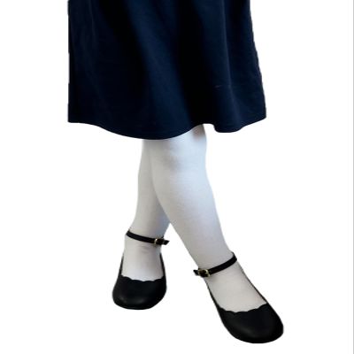 COTTON DAY Kids Girls School Dress Cotton Tights 4-6 Years 2 Pack (White, Size 6)
