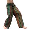 RaanPahMuang Mixed Cotton Fisherman Thai Wrap Pants Colorfully Hand Tie Dyed, Small, Thin Cotton - Olive Green Multicolor view 1