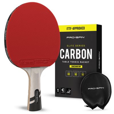 PRO-SPIN Ping Pong Paddles  ITTF Approved Professional Table Tennis Rackets with Carbon Fiber for Superior Control | 7-Ply Blade, Premium Rubber, 2.0mm Sponge (Red, 1-Pack)