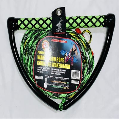 Kwik Tek Airhead Watersports Wakeboard Rope, 15 in. Eva Squid Grip, 65 Feet, 16 Strand, Low Stretch