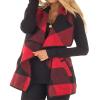 Womens Casual Lapel Open Front Plaid Vest Cardigan Coat with Pockets Sleeveless FallJacket Vintage Style Fashion Buffalo Plaid Outerwear Vests Plus Size Fall Cardigan Vest Shacket (Red, S) view 1