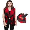 Womens Casual Lapel Open Front Plaid Vest Cardigan Coat with Pockets Sleeveless FallJacket Vintage Style Fashion Buffalo Plaid Outerwear Vests Plus Size Fall Cardigan Vest Shacket (Red, S) view 4