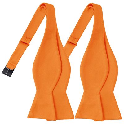 KissTies 2PCS Tangerine Orange Self-Tied Bow Ties Satin Holiday Bowtie + Magnetic Box