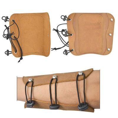 SHARROW Archery Arm Guard Leather Forearm Protective Adjustable 3-Strap Adult Protect Gear Hunting Target Shooting Accessory