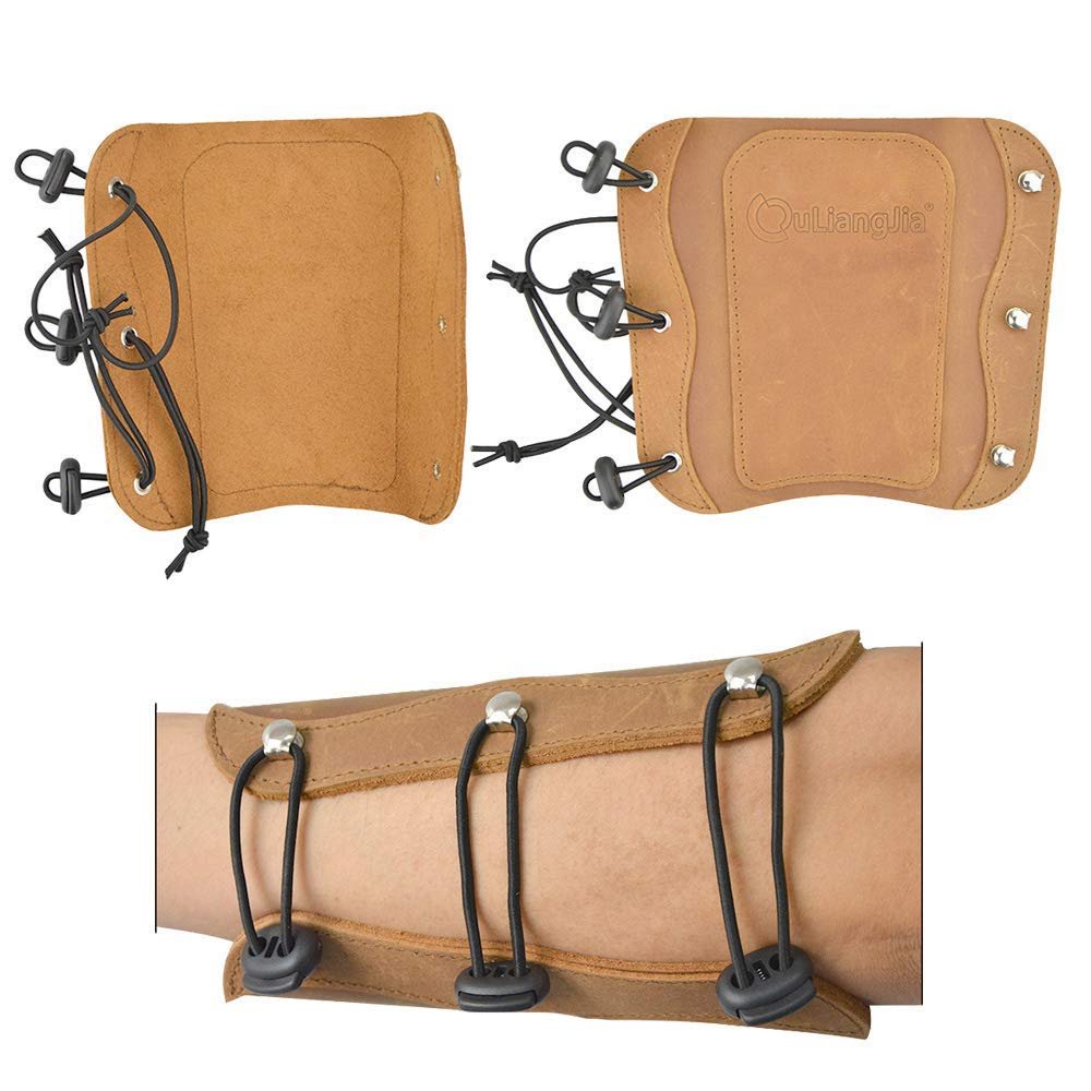 SHARROW Archery Arm Guard Leather Forearm Protective Adjustable 3-Strap Adult Protect Gear Hunting Target Shooting Accessory