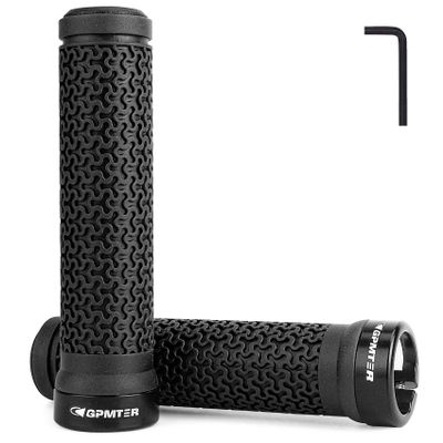 GPMTER Bike Handlebar Grips, Single Lock-on Bicycle Grips Handle Bar End Holding Locking for BMX, Mountain, MTB, Cruiser, Folding Bike, Soft Non-Slip-Rubber Rubber Hand Grip Black