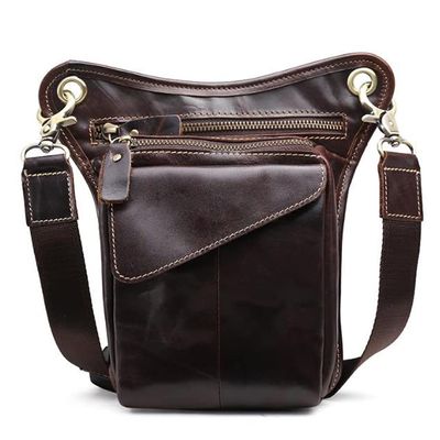 Leather Waist Pack Drop Leg Bag for Men Women Belt Bumbag Multi-Function Motorcycle Bike Outdoor Sports Tactical Cycling Riding Hiking Camping Daypack Coffee