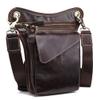Leather Waist Pack Drop Leg Bag for Men Women Belt Bumbag Multi-Function Motorcycle Bike Outdoor Sports Tactical Cycling Riding Hiking Camping Daypack Coffee view 2