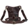 Leather Waist Pack Drop Leg Bag for Men Women Belt Bumbag Multi-Function Motorcycle Bike Outdoor Sports Tactical Cycling Riding Hiking Camping Daypack Coffee view 3