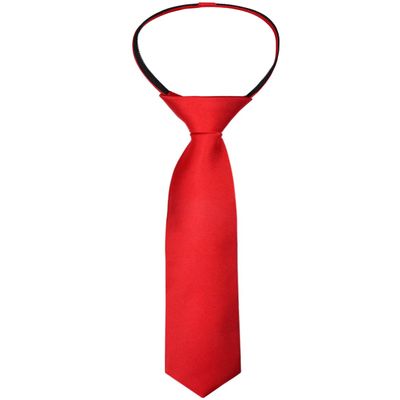 Alizeal Boys Solid Color Pre-tied 2.4'' Zipper Skinny Neckties for Kids, Red